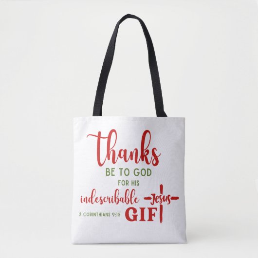 2 Korinther 9:15 Dank an die Gottessprache Tasche (Vorderseite)