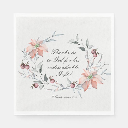 2 Korinther 9:15 Danke an Gott Weihnachten Serviette (Vorderseite)