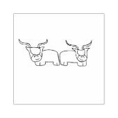 2 Kühe im Hochland Gummistempel (Prägung)