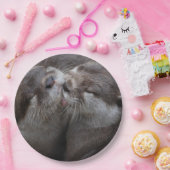 2 Küssen von Otters Wildlife Foto Pappteller (Party)