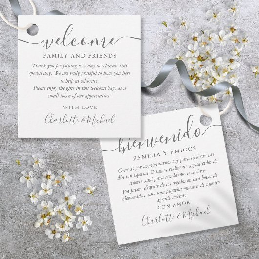 2 Language Wedding Willkommensgeschenk - Beutel Geschenkanhänger