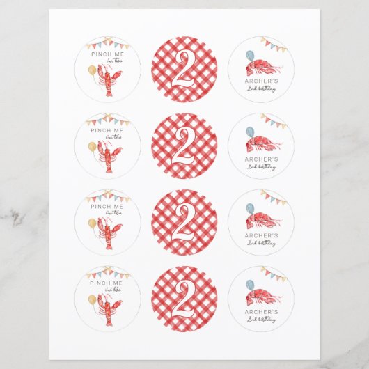 2" Langusten Birthday Cupcake Toppers (Vorderseite)