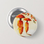 2 laotische buddhistische Mönche Button (Vorne & Hinten)