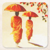2 laotische buddhistische Mönche Rechteckiger Pappuntersetzer (Vorderseite)