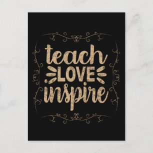 2- Lehre Liebe Inspirieren Shirt, Retro Vintage Le Postkarte