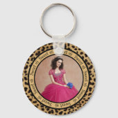 #2 Leopard Print Foto Sweet 16 Schlüsselanhänger (Rückseite)