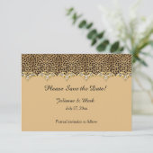2 Leopard Print Gold Diamonds Save the Date (Stehend Vorderseite)