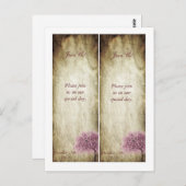 2 Lesezeichen mit rosa Tree Save the Date Postkarte (Vorne/Hinten)