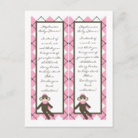 2 Lesezeichen Rosa Sockenäffchen Karo </s> is repl