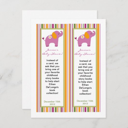 2 Lesezeichen Sweet Safari Einladungspostkarte (Vorne/Hinten)