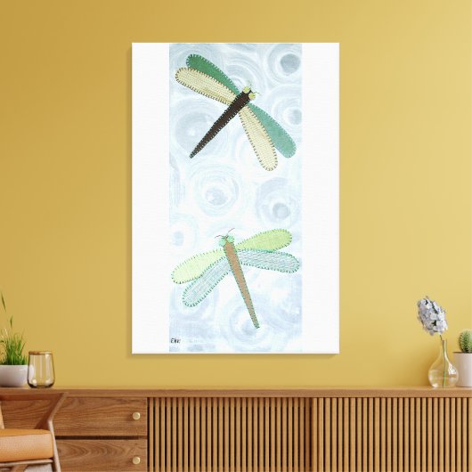 2 Libellen #1 Leinwanddruck (Insitu (Wohnzimmer))