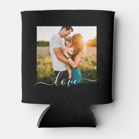 2 Liebe für Fotovorlagen Text beidseitig schwarz Dosenkühler (Vorderseite)