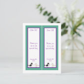2 Liebesvögel Aquamarin/Lila Hochzeiten Lesezeiche Postkarte (Stehend Vorderseite)