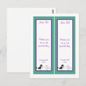 2 Liebesvögel Aquamarin/Lila Hochzeiten Lesezeiche Postkarte (Vorne/Hinten)