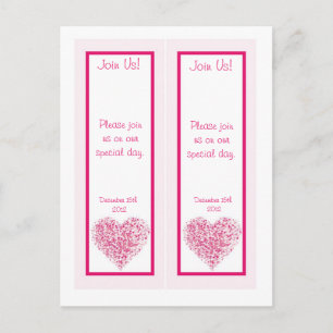 2 Light Pink Heart Wedding Rett Date Lesezeichen Ankündigungspostkarte