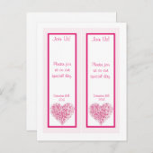 2 Light Pink Heart Wedding Rett Date Lesezeichen Ankündigungspostkarte (Vorne/Hinten)