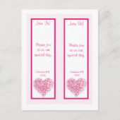 2 Light Pink Heart Wedding Rett Date Lesezeichen Ankündigungspostkarte (Vorderseite)