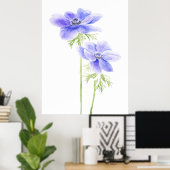 2 lila Anemon in Blüte Poster (Heimbüro)