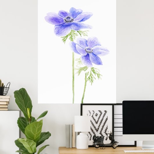 2 lila Anemon in Blüte Poster (Heimbüro)