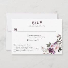 #2 Lila Plum Pink Peonies Bouquet Menü Auswahl RSVP Karte