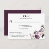 #2 Lila Plum Pink Peonies Bouquet Menü Auswahl RSVP Karte (Vorne/Hinten)