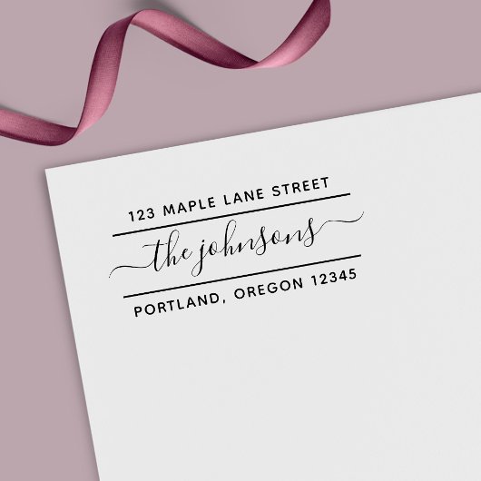 2 Lines Calligraphy Script Family Rücksendeadresse Permastempel