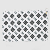 2 Logos, diagonal wiederholende Logos | Weiß Golfhandtuch (Horizontal)