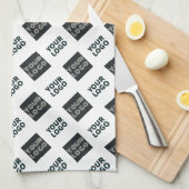 2 Logos, Diagonally Repeating Logos | White Geschirrtuch (Viertel Falte)