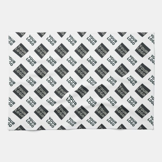 2 Logos, Diagonally Repeating Logos | White Geschirrtuch (Horizontal)