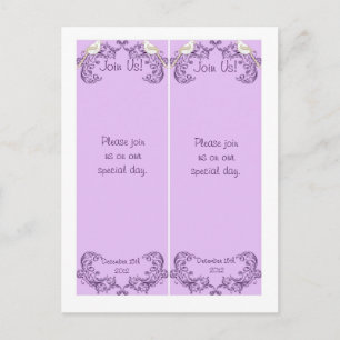2 Love Birds Lila / Lavender Wedding Lesezeichen Postkarte