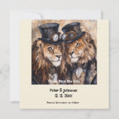 2 Löwen Steampunk Save the Date (Vorderseite)
