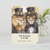 2 Löwen Steampunk Save the Date Einladung (Stehend Vorderseite)