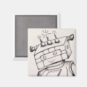 2" Magnet mit Roboter Zeichnend (Vorderseite/Rückseite)
