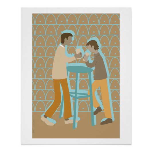 2 mannen bij praattafel poster (Vorderseite)