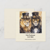 2 männliche Löwen Steampunk Datum speichern Save The Date (Vorne/Hinten)