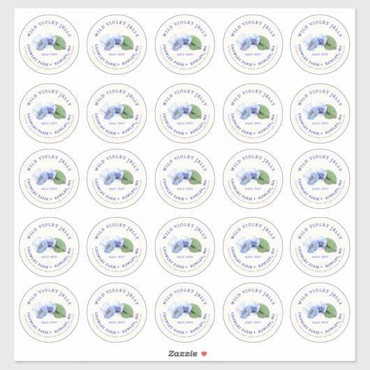 2" Mason Jar Lid Label Violet Jelly Vinyl (Blatt)