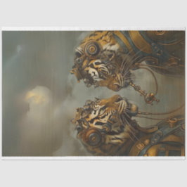 2 Mechanische Tiger Decoupage Seidenpapier