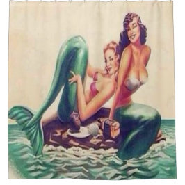 2 Meerjungfrauen Duschvorhang