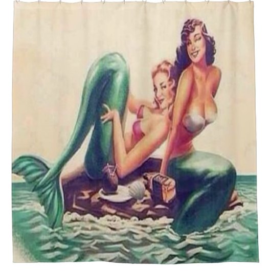 2 Meerjungfrauen Duschvorhang (Vorderseite)