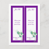 2 Moderne, Lila Pfauenlager Save the Date Lesezeic Ankündigungspostkarte (Vorderseite)