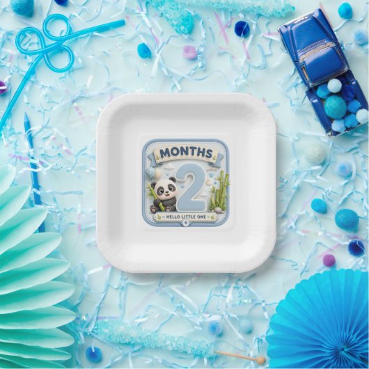 2 Monate Baby Meilenstein Welt Abenteuer Pappteller (Party)