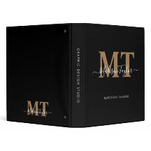 2 Monogram Black Gold Script Office School