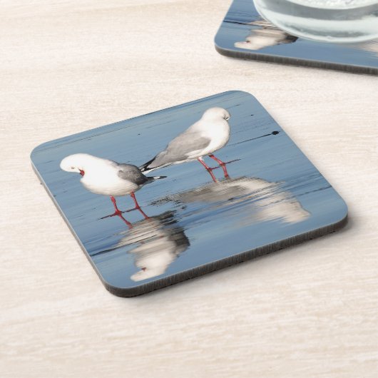 2 Möwen am Strand Untersetzer (Linke Seite)