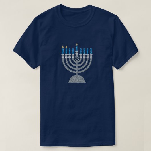 2. Nacht des Hanukkah-Glitzer T-Shirt (Design vorne)