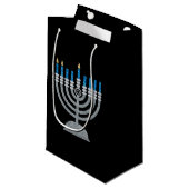 2. Nacht Hanukkah Glitzer Kleine Geschenktasche Geschenktüte (Vorderseite Schrägansicht)