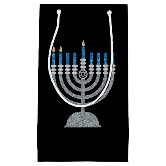 2. Nacht Hanukkah Glitzer Kleine Geschenktasche Geschenktüte (Vorderseite)