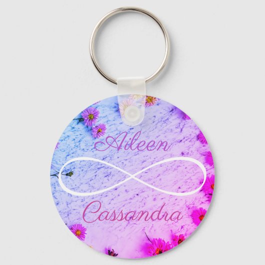 2 Namen Einfache Unendlichkeitssymbol Freunde Blum Schlüsselanhänger (Vorderseite)