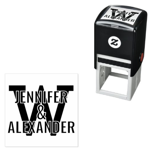 2 Namen über einfachen, fetten Single, erste Monog Permastempel (Beispiel)