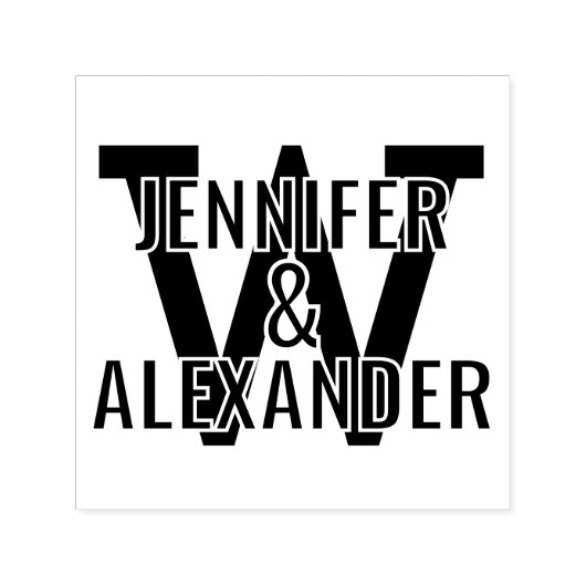 2 Namen über einfachen, fetten Single, erste Monog Permastempel (Design)