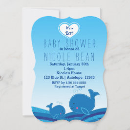 2 Niedliche Blue Whales Baby Dusche Party Einladun Einladung